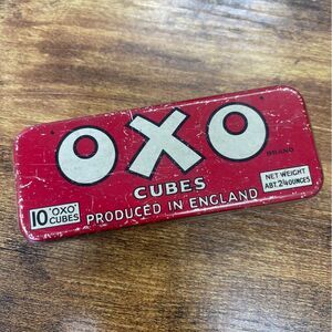 Vintage Oxo Red Storage Tin with White Lettering